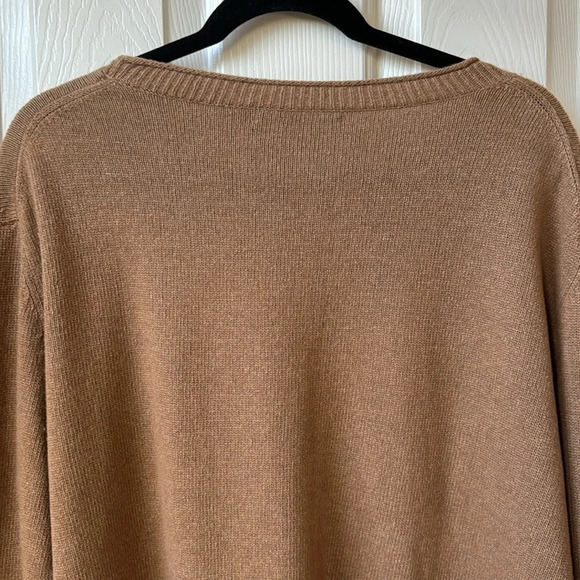 Jenni Kayne Everyday Sweater Knit Cashmere Blend Dark Camel Neutral XXL Flaw - Picture 9 of 15